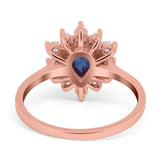 Pear Teardrop Natural Stone Floral Ring