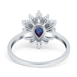 Pear Teardrop Natural Stone Floral Ring