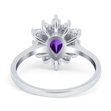 Pear Teardrop Natural Stone Floral Ring