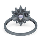 Pear Teardrop Natural Stone Floral Ring