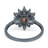 Pear Teardrop Natural Stone Floral Ring