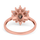 Pear Teardrop Natural Stone Floral Ring