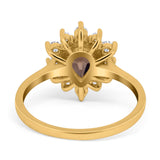 Pear Teardrop Natural Stone Floral Ring