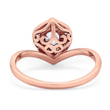 Pear Natural Stone Leaf Chevron Ring
