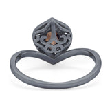 Pear Natural Stone Leaf Chevron Ring