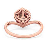 Pear Natural Stone Leaf Chevron Ring