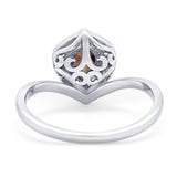 Pear Natural Stone Leaf Chevron Ring