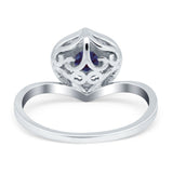 Art Deco Round Natural Stone Leaf Style Ring