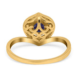 Art Deco Round Natural Stone Leaf Style Ring