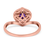 Art Deco Round Natural Stone Leaf Style Ring