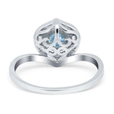 Art Deco Round Natural Stone Leaf Style Ring