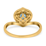 Art Deco Round Natural Stone Leaf Style Ring