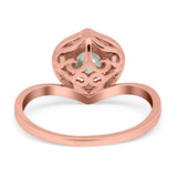Art Deco Round Natural Stone Leaf Style Ring