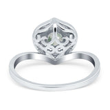 Art Deco Round Natural Stone Leaf Style Ring