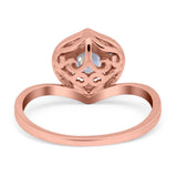 Art Deco Round Natural Stone Leaf Style Ring