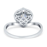 Art Deco Round Natural Stone Leaf Style Ring