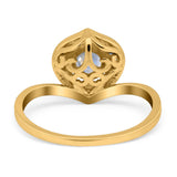 Art Deco Round Natural Stone Leaf Style Ring