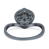 Art Deco Round Natural Stone Leaf Style Ring