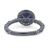 Art Deco Round Natural Stone Halo Ring