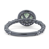 Art Deco Round Natural Stone Halo Ring