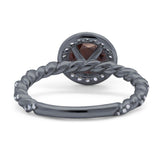 Art Deco Round Natural Stone Halo Ring