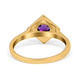 Minimalist Round Natural Stone Solitaire Ring