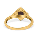Minimalist Round Natural Stone Solitaire Ring