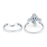 Two Piece Oval Natural Stone Bridal Ring