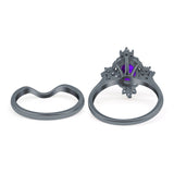 Two Piece Oval Natural Stone Bridal Ring