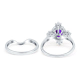 Two Piece Oval Natural Stone Bridal Ring