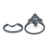 Two Piece Oval Natural Stone Bridal Ring
