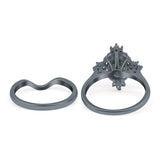 Two Piece Oval Natural Stone Bridal Ring
