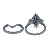 Two Piece Oval Natural Stone Bridal Ring