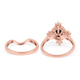 Two Piece Oval Natural Stone Bridal Ring