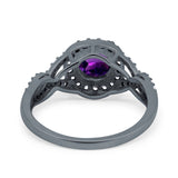 Art Deco Round Natural Stone Wedding Ring