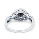 Art Deco Round Natural Stone Wedding Ring