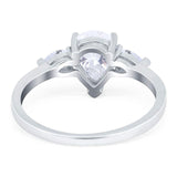 Pear Teardrop Natural Stone Trio Ring