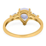 Pear Teardrop Natural Stone Trio Ring