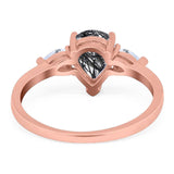 Pear Teardrop Natural Stone Trio Ring