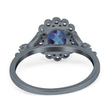 Art Deco Oval Natural Stone Floral Ring