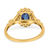 Art Deco Oval Natural Stone Floral Ring