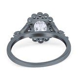 Art Deco Oval Natural Stone Floral Ring