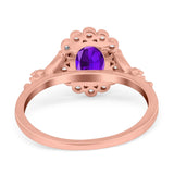 Art Deco Oval Natural Stone Floral Ring