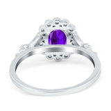 Art Deco Oval Natural Stone Floral Ring