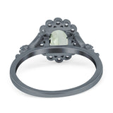 Art Deco Oval Natural Stone Floral Ring