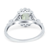 Art Deco Oval Natural Stone Floral Ring