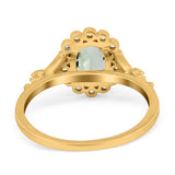 Art Deco Oval Natural Stone Floral Ring