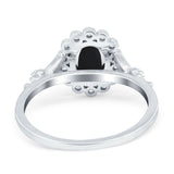 Art Deco Oval Natural Stone Floral Ring