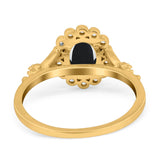 Art Deco Oval Natural Stone Floral Ring
