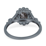 Art Deco Oval Natural Stone Floral Ring